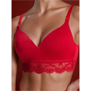 Podprsenka Sinsay - Vyztužená kojicí podprsenka s krajkovým lemem - červená - 883EO-33X - 883EO-33X-75D