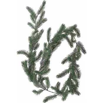 Vánoční dekorace HOMESTYLING Vánoční dekorace girlanda borovice 180 cm matná zelená s jinovatkou KO-317910290sneh