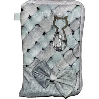 Mobilní telefon ANIMOB Dámský obal na telefon s mašlí a s kočkou Varianta: Modrý Rozbalev(n)o