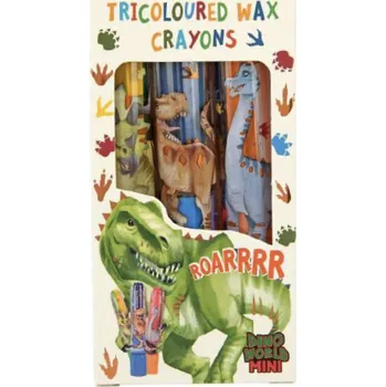 Sada trojbarevných voskovek v tužce Dino World – 3 ks