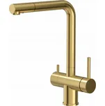 Kuchyňská baterie Quadron ELLEN, třícestná kuchyňská baterie, ocel nano PVD zlatá