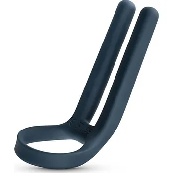 Připínací penis Boners Cockring & Ball Stim (Blue), vibrační návlek na penis