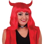Červená paruka s rohy čertice