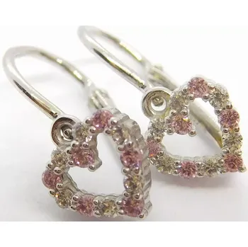 Náušnice Klenoty Budín Dětské srdíčkové náušnice z bílého zlata se zirkony a růženíny 585/1,40gr HK2373 (Klenoty Budín Dětské srdíčkové náušnice z bílého zlata se zirkony a růženíny 585/1,40gr HK2373)