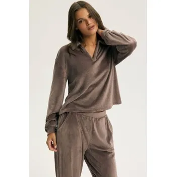 Dámská souprava Esotiq Cora - velur Hnědá S