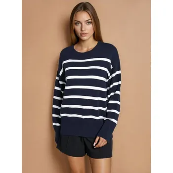 Dámský svetr Sinsay - Pruhovaný viskózový svetr - námořnická modrá - 225GT-59P - 225GT-59P-M