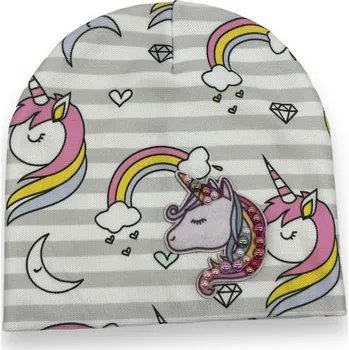 Čepice ANPA Dívčí jarní čepice Jednorožec Barva: Bílá
