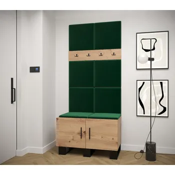 Předsíňová stěna Předsíňová sestava RUMIE 4 - dub artisan, zelené panely