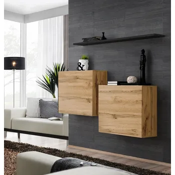 Obývací stěna Sestava skříněk RIONATA 1 - dub wotan / černá