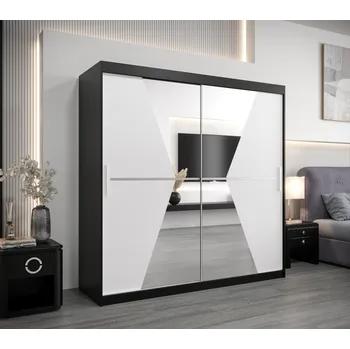 Šatní skříň Šatní skříň MILANA - šířka 200 cm, černá / bílá