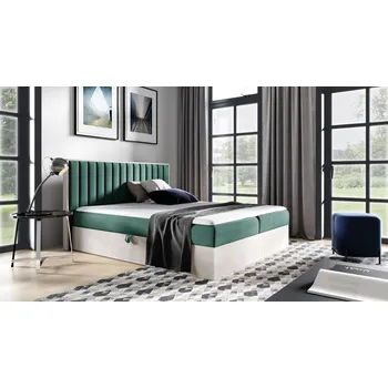 Postel Kontinentální postel 140x200 CHANTELLE 4 - nordic teak / zelená + topper ZDARMA
