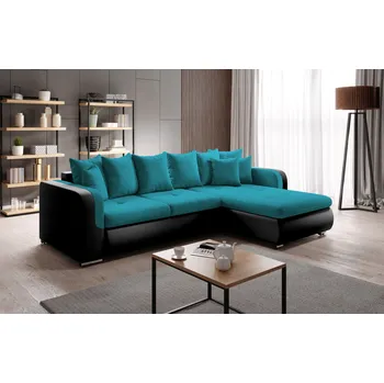 Sedací souprava Rohová sedací souprava DAFNI MINI - černá / modrá, pravý roh