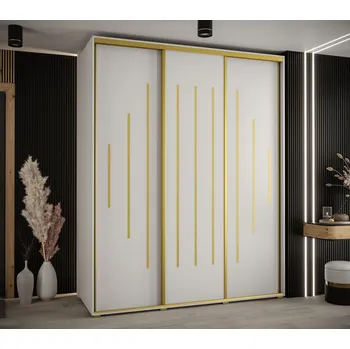 Šatní skříň Šatní skříň ASIRI 12 - 190/60 cm, bílá / zlatá