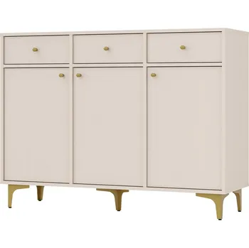 Komoda Kombinovaná komoda IROS 1 se šuplíky a dvířky - béžová / zlatá
