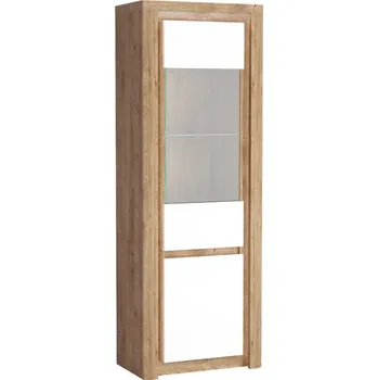 Komoda Prosklená komoda s LED osvětlením DURAZNO 2 - dub ribbeck / lesklá bílá