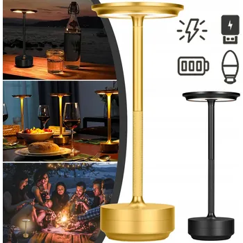 Lampička LAMPKA NOČNÍ LAMPA STYLU RETRO STOLNÍ STMÍVATELNÁ ZLATÁ