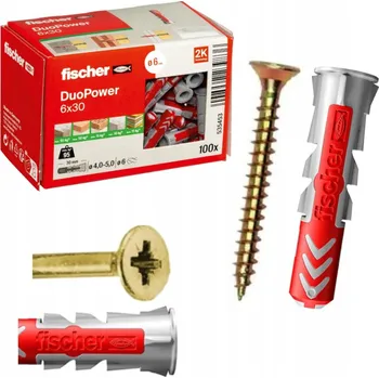 Vrták FISCHER hmoždinky DUOPOWER 6x30 + šrouby 4,5x45mm 50 Ks