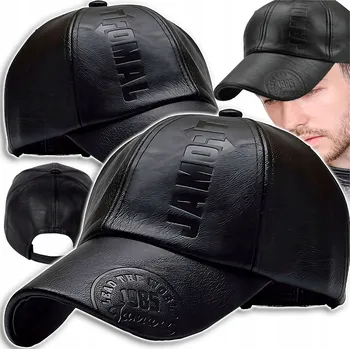 Pokrývka hlavy KŠILTOVKA KOŽENÁ BASEBALLOVÁ ČEPICE PÁNSKÁ ČERNÁ KOŽENÁ NA JARO A LÉTO