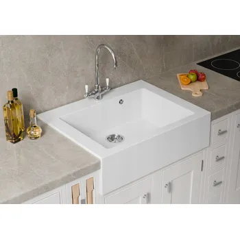 Granitový dřez Jednokomorový dřez Brenor Dřez farmářský granitový bílý