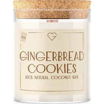 Svíčka Svíčka gingerbread cookies s dřevěným praskajícím knotem - perníčkové sušenky, 160 g