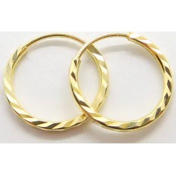 Náušnice Klenoty Budín Zlaté gravírované kruhy ze žlutého zlata 12mm 585/0,74gr HK2401 (Klenoty Budín Zlaté gravírované kruhy ze žlutého zlata 12mm 585/0,74gr HK2401)