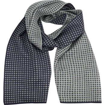 Šála Tmavě modro šedá pánská šála s jemným geometrickým vzorem