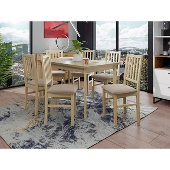 Jídelní stůl Sestava do jídelny 6+1 ADELBITE 5 - dub sonoma / béžová