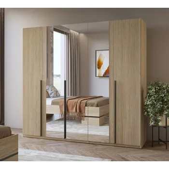 Šatní skříň Šatní skříň se zrcadlem 226 cm CLYDE - dub olejovaný