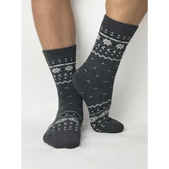 Pánské ponožky Alpakové pánské ponožky se vzorem v tmavě šedé barvě, VELIKOST 40 - 43