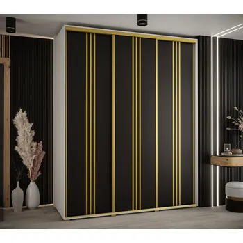 Šatní skříň Šatní skříň YVONA 6 - 200/60 cm, bílá / černá / zlatá