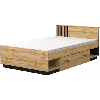 Postel Jednolůžková postel 120x200 CATAWBA se šuplíkem - dub wotan / černá