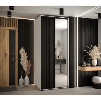 Šatní skříň Šatní skříň YVONA 7 - 110/60 cm, bílá / černá / černá