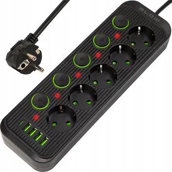 Napájecí kabel Prodlužovací Kabel lišta Blow 3 m, 5 ks, černá