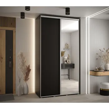 Šatní skříň Šatní skříň YVONA 3 - 130/45 cm, černá / stříbrná