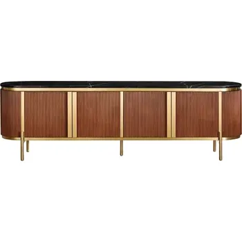 Televizní stolek TV stolek Stilig 200 cm černý mramor/kaštan