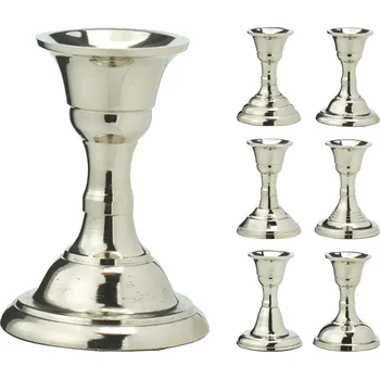 Svícen Kovový svícen 8 cm, stříbrný, mix/1ks