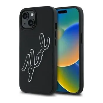 Pouzdro na mobilní telefon KARL LAGERFELD kryt pro IPHONE 15 KLHCP15S3DRKSDLK (3D Rubber Signature) black - Karl Lagerfeld + zdarma možnost vyzkoušet a vrátit zboží do 30 dní