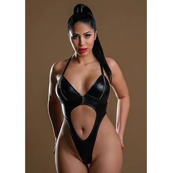 Dámské erotické body Daring Wetlook Bodysuit with Zipper, dámský body se zipy S/M