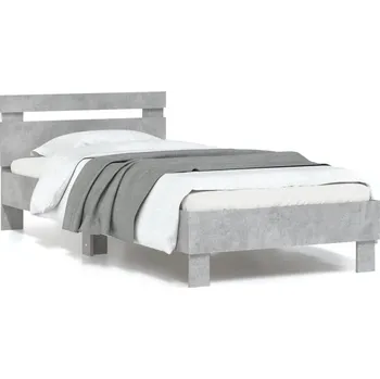 Postel vidaXL Rám postele s čelem a LED osvětlením 90 x 190 cm [838745] Barva: Betonová šedá