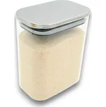 Arte Regal Skleněná obdélníková dóza s nerezovým víkem, 1,1l NEREZ VIVO