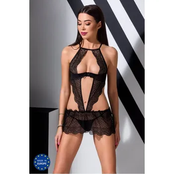 Dámská erotická košilka Passion YONA Chemise, černá erotická košilka L/XL