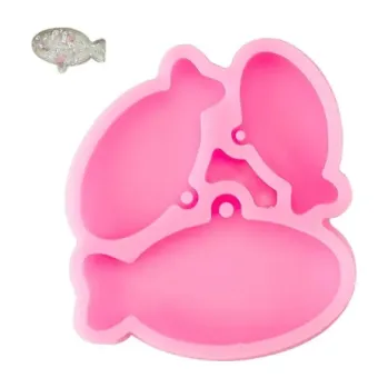 Růžová silikonová forma ryby 5,5 x 4,8 cm 3 tvary na odlévání z pryskyřice výroba přívěsků klíčenek dekorací