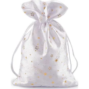 Dárková taška Stoklasa Vánoční dárkový pytlík hvězdy 20x30 cm Bílý