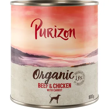 Krmivo pro psa 24x800g Purizon Organic - hovězí a kuřecí s mrkví