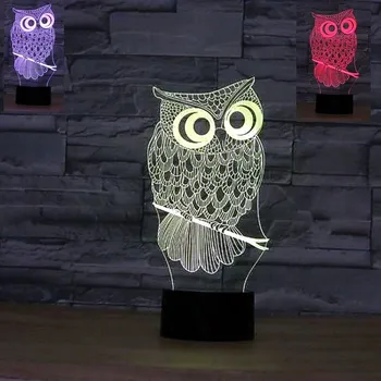Žertovný předmět Lampička s 3D iluzí - SOVA
