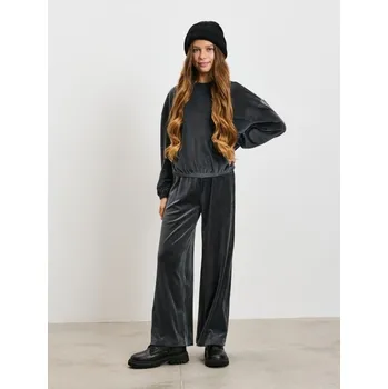 Dívčí kalhoty Sinsay - Velurové kalhoty wide leg - šedá - 635FV-86X - 635FV-86X-152