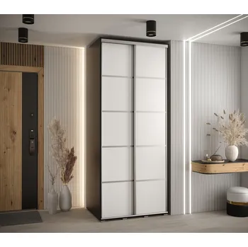 Šatní skříň Šatní skříň ASIRI 4 - 120/60 cm, černá / bílá / stříbrná