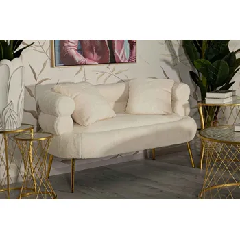 Sedací souprava Designová pohovka Harmony 133 cm bílá / zlatá