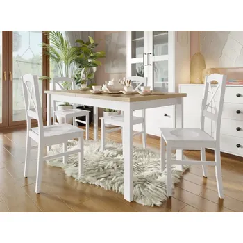 Jídelní stůl Jídelní sestava nábytku 4+1 ADELBITE 8 - dub sonoma / bílá