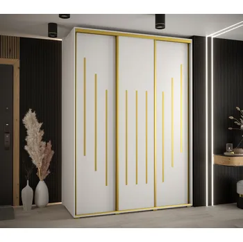 Šatní skříň Šatní skříň YVONA 8 - 180/60 cm, bílá / zlatá